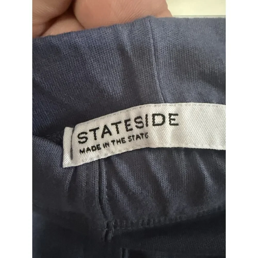 Stateside Women's Blue Knit Midi Pencil Skirt Back Slit Stretch Supima Medium